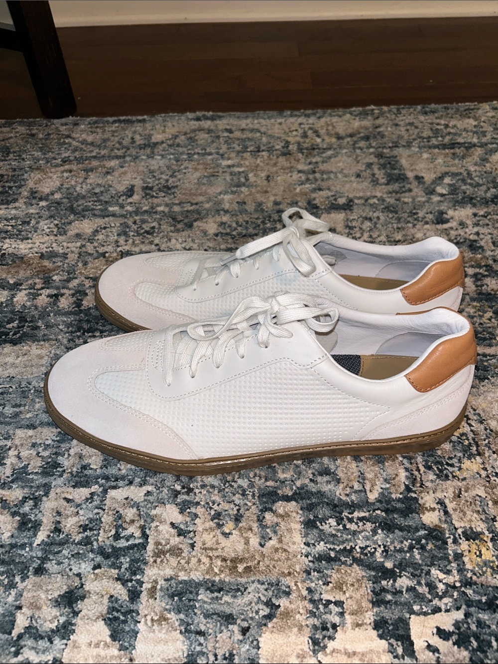 Johnston & Murphy White Sneakers with Tan Heel